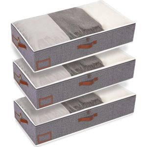 Onderbedcommode opbergtas - Yawinhe - set van 3 - kledingopslag - opvouwbare kleding - dekbedopslag - grijs - 60 x 30 x 15 cm sheet organizer