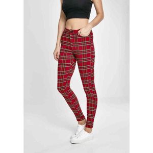 Urban Classics - Tartan Skinny jeans - Taille, 29 inch - Rood/Zwart