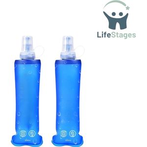 LifeStages - Soft Flask - Zachte Fles - BPA-Vrij - Drinkfles voor Hardlopen - Sport Drinkzak - Herbruikbaar - Zeer Robuust - 500ml - Set van 2