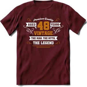 48 Jaar Legend T-Shirt | Goud - Wit | Grappig Verjaardag en Feest Cadeau Shirt | Dames - Heren - Unisex | Tshirt Kleding Kado | - Burgundy - XL