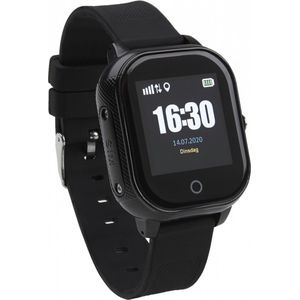 LifeWatcher Senior 2G - Zwart Alarmeringshorloge / Alarmhorloge / Alarmerings horloge met Alarmknop - Alarm Polsband Armband met klittenband - Met GPS tracker en WiFi - Alarm met Belfunctie en App