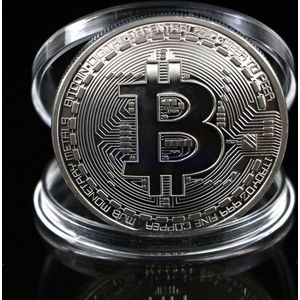 Zilveren kleur Bitcoin souvenir munt