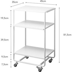 YAMAZAKI - Tower Wagon - Trolley - Wit - Staal - 3 Verdiepingen