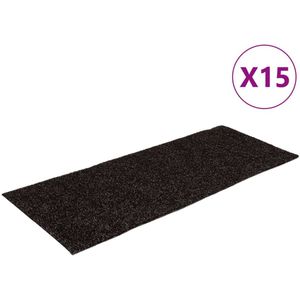 vidaXL Trapmatten - Zelfklevend - 60x25 cm - Bruin - 15 Stuks Trapmatten - Trappen Lopen - Antislip Matten - Vloerbescherming - Bruine Tapijt
