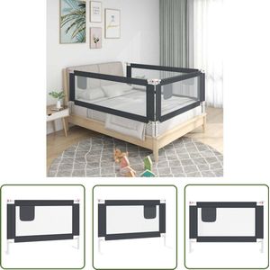 The Living Store Bedhekje peuter 100x25 cm stof donkergrijs - Kinderbed Hek - Bedbeveiliging - Veiligheidshekken - Peuterbedhek - Bedrand