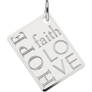 Silver Lining hanger - graveerplaatje - zilver - 20 x 15 mm - small - rechthoek - hope faith love