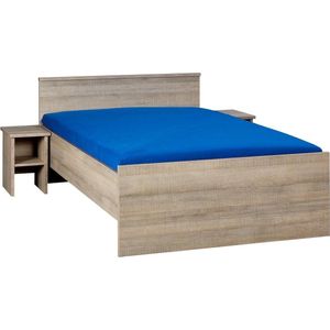 BEUK Bedframe 140X210 cm - Incl. Middenbalk - Donker Grijs Hout - Bavel