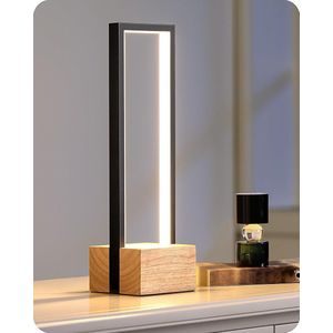 Houten Led-bedlampje - Touchbediening - Traploos dimbaar - 3 kleurtemperaturen - 500 lumen - Modern design - Tafellamp voor woonkamer- Slaapkamer - Kantoor .