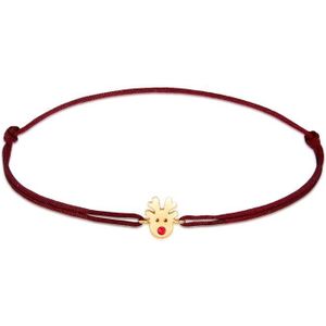 Elli Dames Armband Dames rendier hanger kerst met nylon rood in 925 sterling zilver verguld