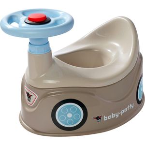 Spielwarenfabrik 800054801 Baby Potty grijze leerpotje in -Car design met afneembaar stuur en hoge rugleuning, uitneembaar inzetstuk, voor kinderen vanaf 18 maanden,grijs