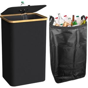 Prullenbak - Flessenprullenbak - Statiegeldflessen - Bewaarbak - Organizer - Organizers - 100L - Incl binnenzak - Weg met overal plastic flesjes/ blikjes - Binnenzak waterdicht en wasbaar - Zwart