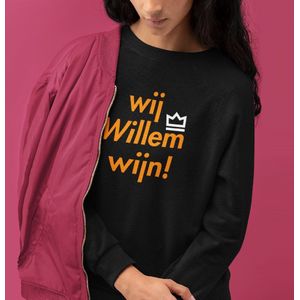 Zwarte Koningsdag Trui Wij Willem Wijn 2 Kleuren - Maat 4XL - Uniseks Pasvorm - Oranje Feestkleding