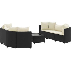 vidaXL Loungeset - 7-delig - Poly Rattan - Zwart