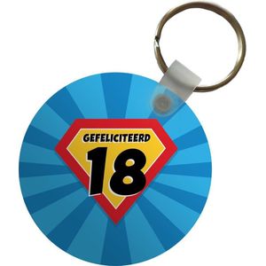 Sleutelhanger - Verjaardag - 18 jaar - Cape - Plastic - Rond - Uitdeelcadeautjes