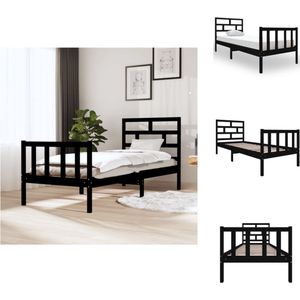 vidaXL Houten bedframe - 195.5 x 80.5 x 69.5 cm - zwart massief grenenhout - Bed