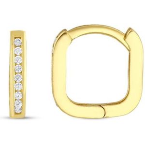 Gouden Klap Oorbellen 12 mm 2 mm Zirkonia 14 karaats