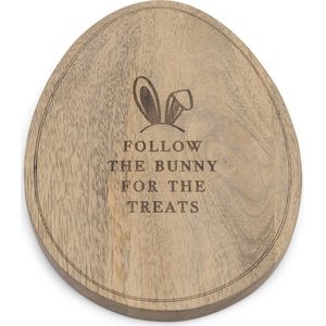 Riviera Maison Serveerplank hout pasen in vorm van paasei - Follow The Bunny paasdecoratie landelijk