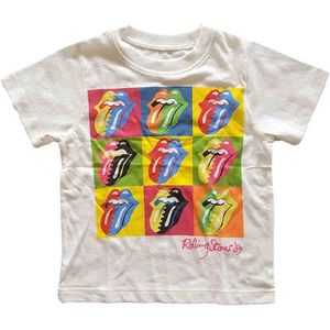 The Rolling Stones - Two-Tone Tongues Kinder T-shirt - Kids tm 2 jaar - Wit