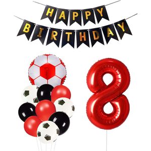 Cijfer Ballon 8 | Snoes Champions Voetbal Plus - Ballonnen Pakket | Rood en Zwart