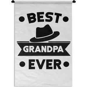 Wandkleed Vaderdag - Vaderdag cadeau idee voor opa - Best grandpa ever Wandkleed katoen 60x90 cm - Wandtapijt met foto