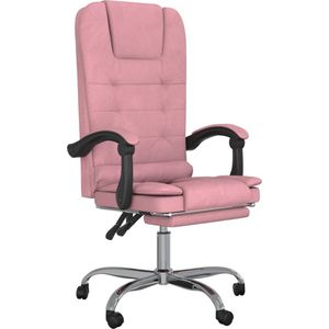 vidaXL Massage Kantoorstoel Fluweel - Roze - Verstelbaar Kantoorstoel - Bureaustoel - Velvet Fauteuil - Ergonomische Stoel - Massage Functie