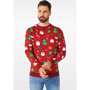 OppoSuits Festivity Red - Heren Sweater - Kerst Trui - Rood - Maat S