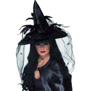 Luxueuze heksenhoed voor Halloween voor volwassenen - Verkleedhoofddeksel - One size