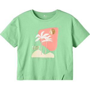 Name it t-shirt meisjes - groen - NKFflicka - maat 122/128