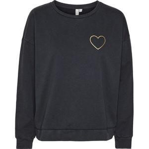 Vero Moda Trui Vmorola L/s Heart Sweatshirt Jrs Bt 10315243 Black/acid Wash Dames Maat - L