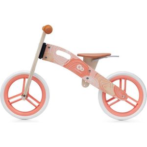 Kinderkraft RUNNER - Houten loopfiets - 12 inch wielen - Bel, tas - Koraal