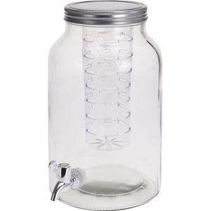 Glazen drank dispenser met infuser 4 liter - Limonade drankdispenser met filter en tapkraantje