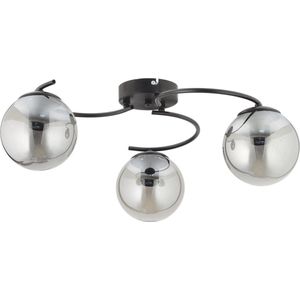 Chesto Morgan Smoky Black - Luxe Industriele Hanglamp - 3 Bollen Smoking glas / Rookglas - Eetkamer, Woonkamer, Slaapkamer