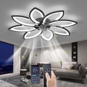 8 Sterren Plafondlamp Met Ventilator - Zwart - Met Afstandsbediening - Smart lamp - Dimbaar Met App - 6 Standen Ventilator - Woonkamerlamp - Moderne lamp - Plafoniere