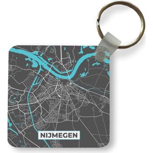 Sleutelhanger - Uitdeelcadeautjes - Plattegrond - Nijmegen - Grijs - Blauw - Plastic
