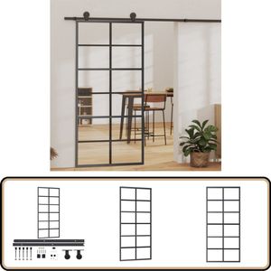 Schuifdeur 90x205 cm ESG-glas en aluminium Schuifdeur - Glijdende Deur - Transparante Deur - Esg-glas - Aluminium Deur