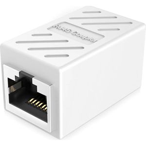 Ibley LAN netwerk internetkabel koppelstuk wit - RJ45 verlengstuk - UTP kabel koppelstuk - Ethernet female to female adapter - 10/100/1000/2500/10000 Mbps - CAT6A