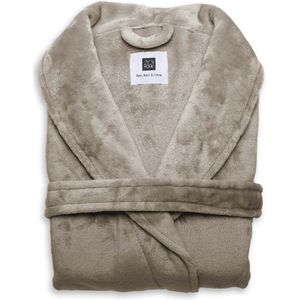 Heerlijk Zachte Unisex Fleece Badjas Lang Model Zand | M | Comfortabel En Luxe | Met Ceintuur, Zakken En Kraag
