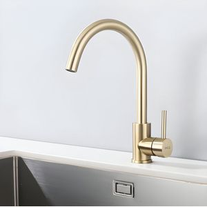 Selbro® Moderne keukenkraan - met flexibele uitloop - Geschikt voor alle werkbladen - Goud