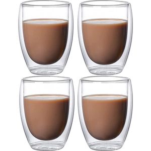 Dubbelwandige latte macchiato-glazen, koffieglas, theeglazen - mokkakopjes , Koffiekopjes , espressokopjes - kopjes - Cappuccino kopjes 4 x 250 ml