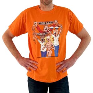 Oranje Fan shirt - Cartoon Humor - Opdruk - EK 2024 - Olympische spelen - door: Cartoon ontwerper Roland Hols - maat S