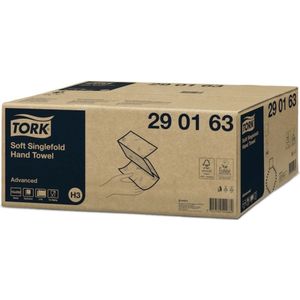 Tork Zachte Z-vouw Handdoek Advanced, 2-laags, wit H3, 24,8x23cm (290163)- 2 x 15 x 250 stuks voordeelverpakking