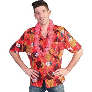 Toppers - Rode Hawaii verkleed blouse met tropische print - Hawaii verkleedkleding shirts 52/54