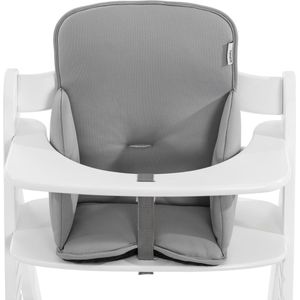 Comfort Zitverkleiner vanaf 6 maanden, met versterkte zijkussens en extra hoge rugleuning, hoogwaardige stretchstof, compatibel met alle Alpha+ houten kinderstoelen, grijs