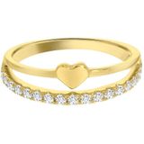 Lucardi Meisjes Kinder ring met plating - Hart - Zirkonia - Cadeau - Echt Zilver - Goudkleurig