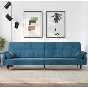 The Living Store Slaapbank Fluweel - Blauw - Verstelbare rugleuning - Comfortabele zitplaats - Stevig frame - Metalen voetjes - 216 x 89 x 70 cm