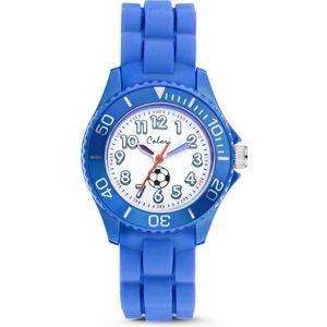 Colori Kidz 5 CLK011 Kinderhorloge met Voetbal - Siliconen Band - Ø 30 mm - Blauw