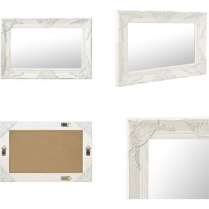 vidaXL Wandspiegel barok stijl 60x40 cm wit - Wandspiegel - Wandspiegels - Spiegel - Badkamerspiegel