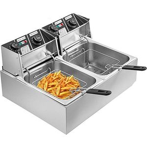 Vevor Dubbele Frituurpan – Dubbele Friteuse 20L – 5000W – Professioneel – Snel Warm – Hoge Kwaliteit - Met 2 Frituurmanden