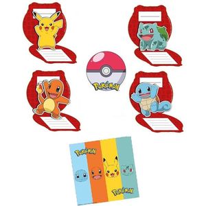 Amscan - Pokemon - Uitnodigingen - Uitnodigingskaart - Met Envelop - 8 Stuks.