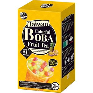 JWAY Instant Boba Bubble Tea – Fruit Tea - 3 Porties - Compleet met Bobas & Duurzaam Rietje